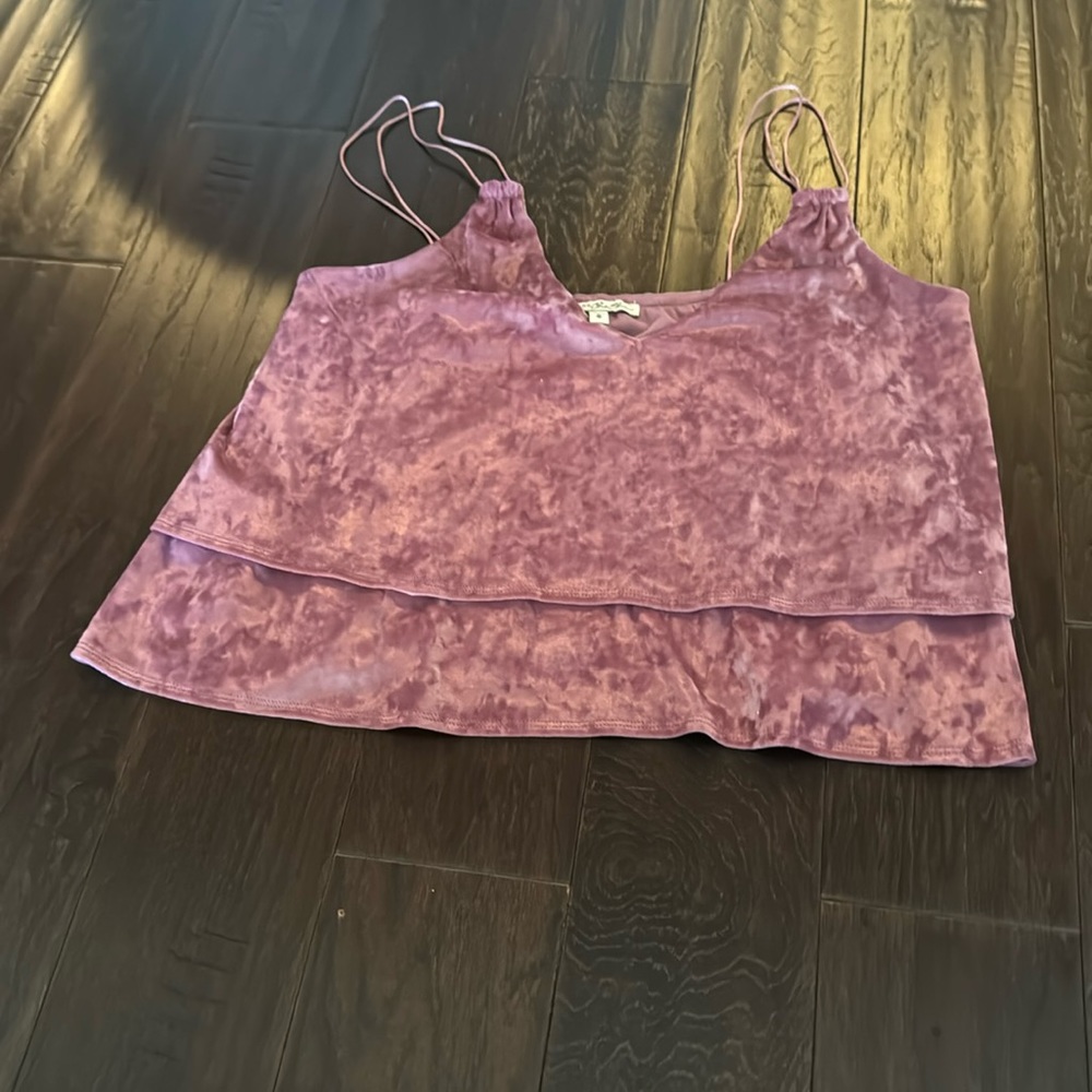 Pink Velour crop top. Size large